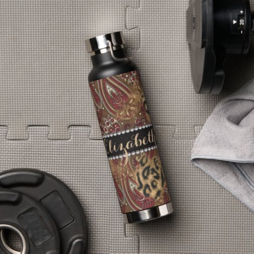 Leopard and Paisley Pattern Print to Personalize Water Bottle