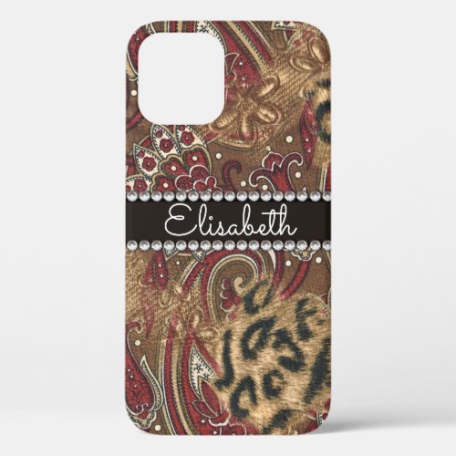 Leopard and Paisley Pattern Print to Personalized iPhone 12 Case