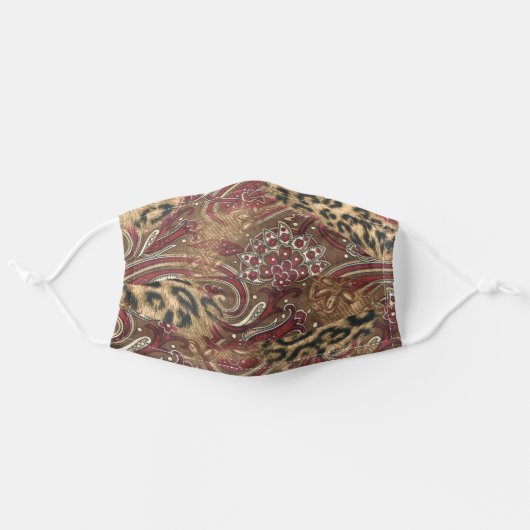 Leopard and Paisley Print Adult Cloth Face Mask (Front, Unfolded)