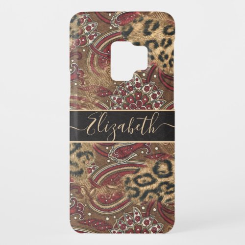 Leopard and Paisley Print Personalize Name Case_Mate Samsung Galaxy S9 Case