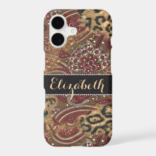 Leopard and Paisley Print Personalized iPhone 17 Case