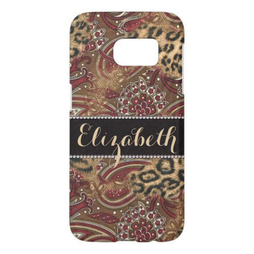 Leopard and Paisley Print Personalized Samsung Galaxy S7 Case
