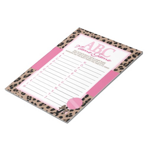 Leopard and Pink ABC Baby Name Game Pack Notepad