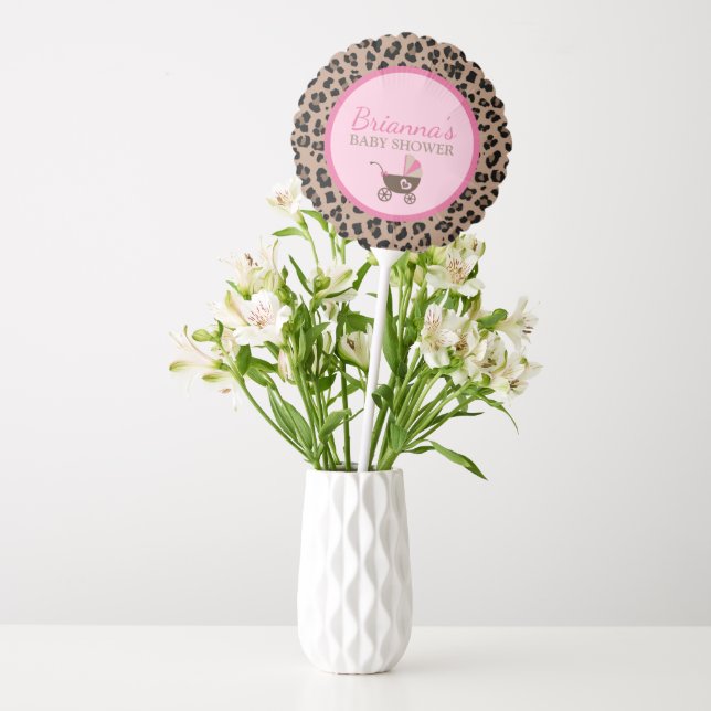 Leopard and Pink Baby Shower Balloon (Vase)