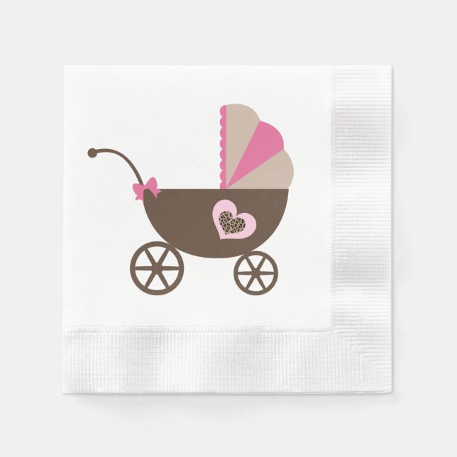 Leopard and Pink Baby Shower Napkins (Front)