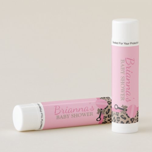 Leopard and Pink Baby Shower Personalized Lip Balm