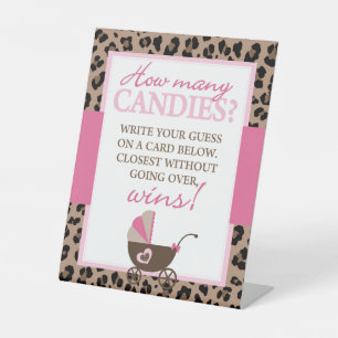 Leopard and Pink How Many Candies Game Pedestal Sign
