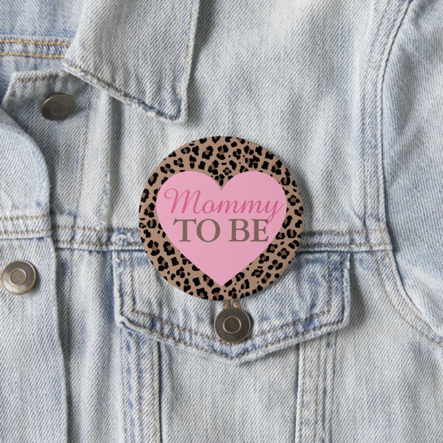 Leopard and Pink Mommy to Be Baby Shower Button (In Situ)