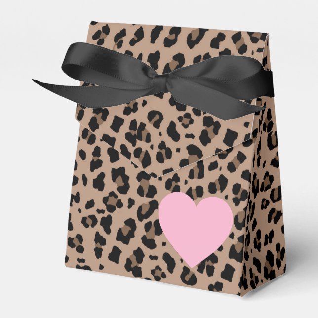 Leopard and Pink Party Favor Boxes (Front Side)