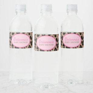Leopard and Pink Party Water Bottle Label