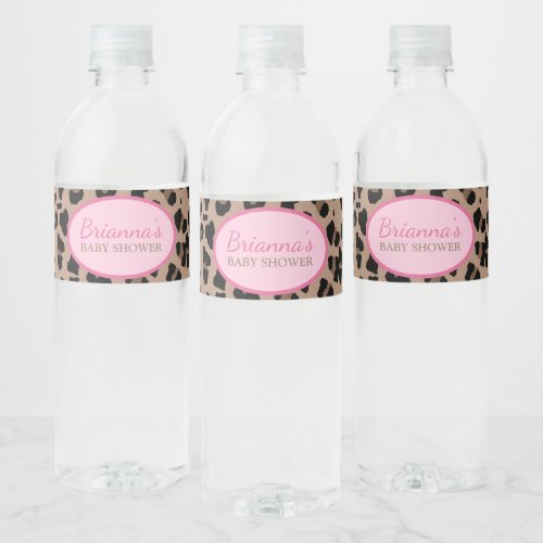 Leopard and Pink Party Water Bottle Label