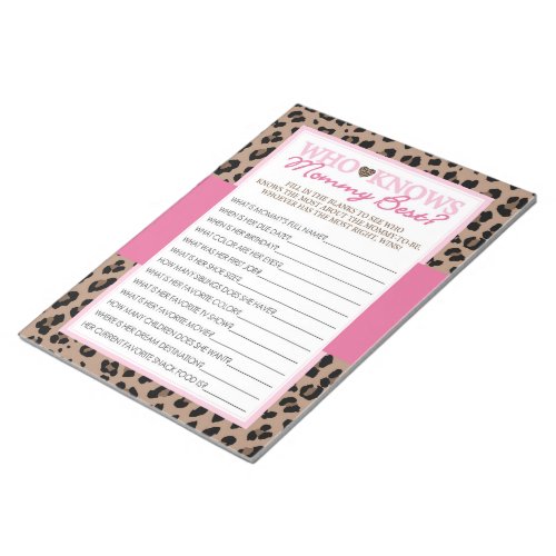 Leopard and Pink Who Knows Mommy Best Game Pack Notepad