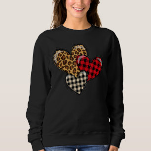 Leopard and Plaid Print Heart Valentine Love Like  Sweatshirt