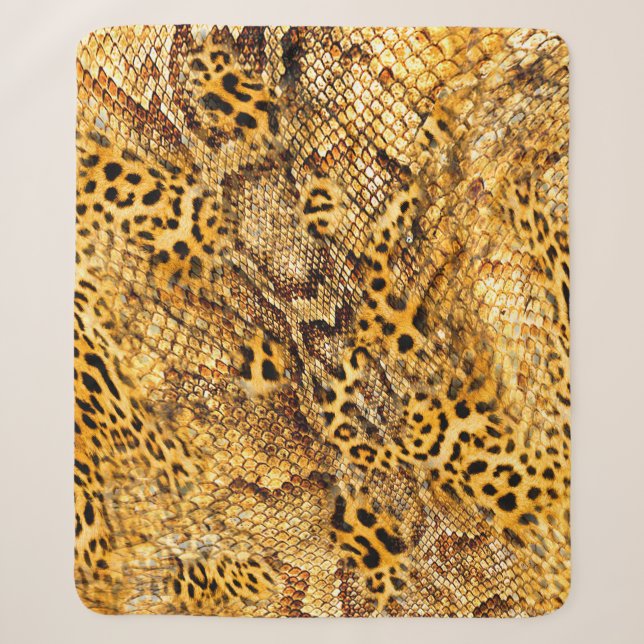 Leopard and snake pattern sherpa blanket (Front)