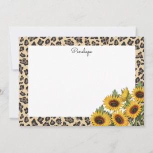 Leopard and Sunflowers Note Card