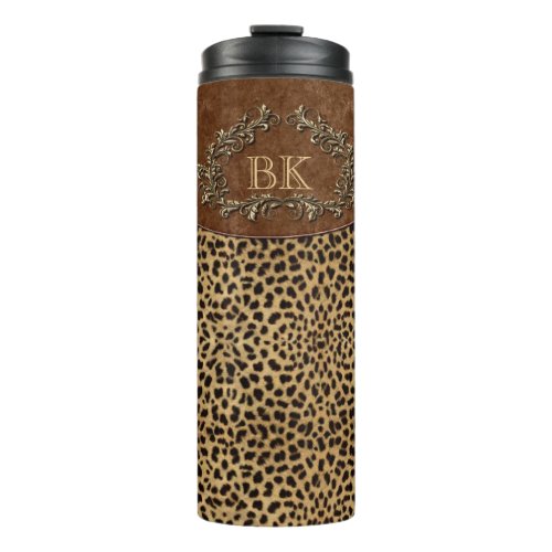 Leopard and Swirls Monogram Thermal Tumbler