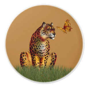 Leopard and the butterfly ceramic knob