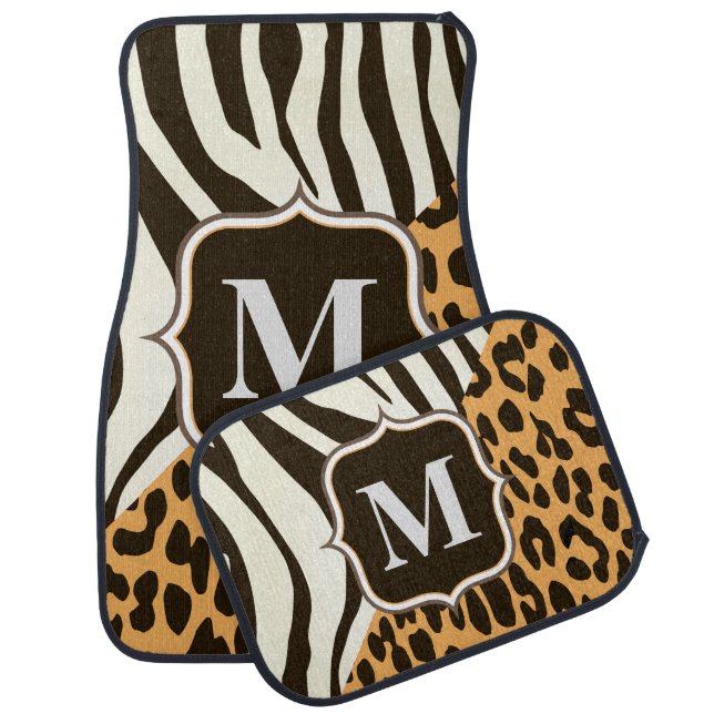 Leopard and Zebra Car Floor Mat (Set)