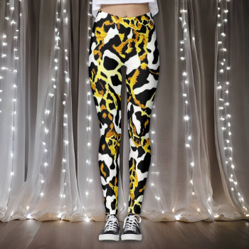 Leopard And Zebra Fur Print Pattern  Leggings by Magical_Maddness at Zazzle