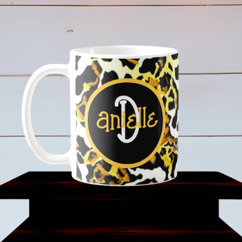 Leopard And Zebra Fur Print Personalized Coffee Mug by Magical_Maddness at Zazzle
