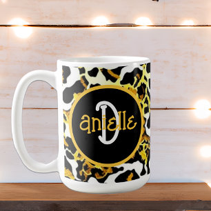 Leopard and Zebra Fur Print Personalized Coffee Mug