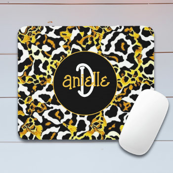 Leopard And Zebra Fur Print Personalized Mouse Pad by Magical_Maddness at Zazzle