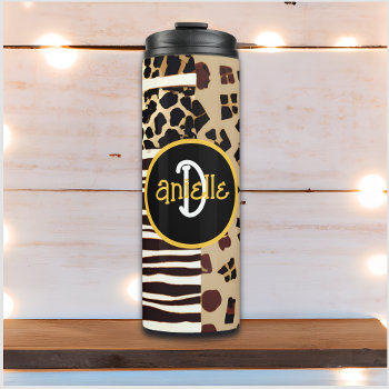Leopard And Zebra Fur Print Personalized Thermal Tumbler by Magical_Maddness at Zazzle
