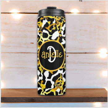 Leopard And Zebra Fur Print Personalized Thermal Tumbler by Magical_Maddness at Zazzle