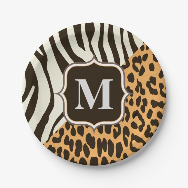 Leopard and Zebra Paper Plates (Front)