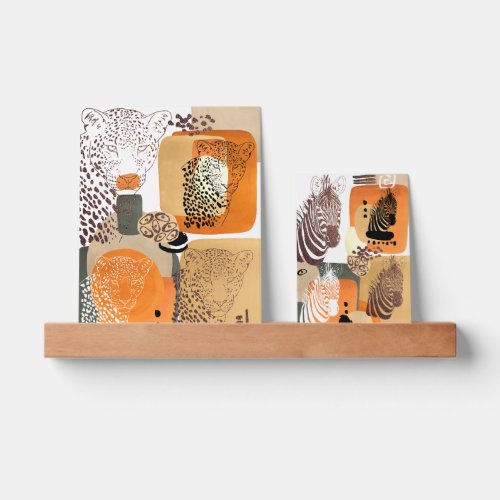 Leopard and Zebra Print Abstract Warm Earth Tone Picture Ledge