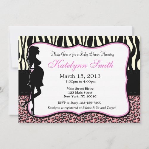 Leopard and Zebra Print  Baby Shower Invitation
