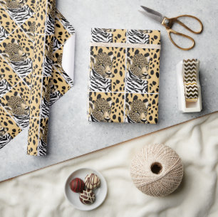 Leopard and Zebra Stripes Abstract Art Wrapping Paper