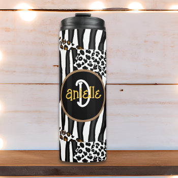 Leopard And Zebra Stripes Print Personalized Thermal Tumbler by Magical_Maddness at Zazzle