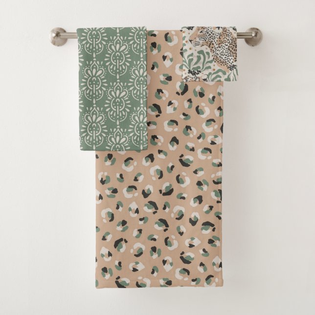Leopard Animal Beige Modern Bath Towel Set (Insitu)
