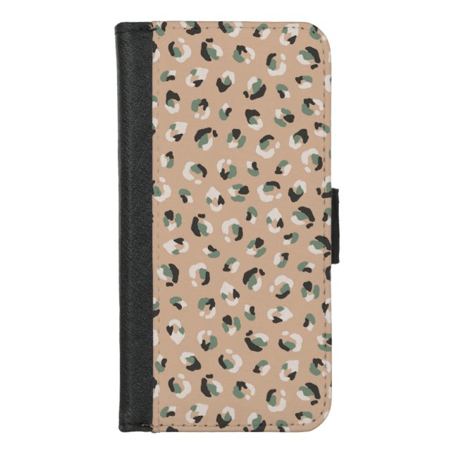 Leopard Animal Beige Modern iPhone Wallet Case (Front)