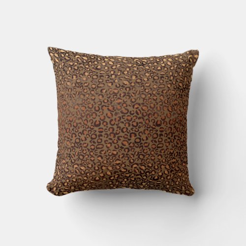 Leopard Animal Black Bronze Honey African Fur Throw Pillow