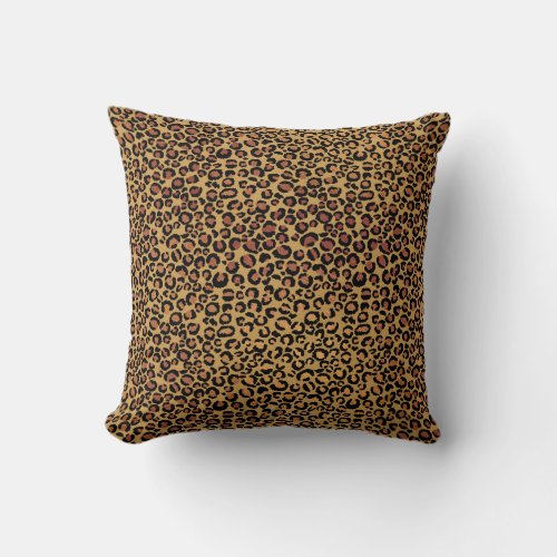Leopard Animal Black Honey Gold Bronze African Throw Pillow
