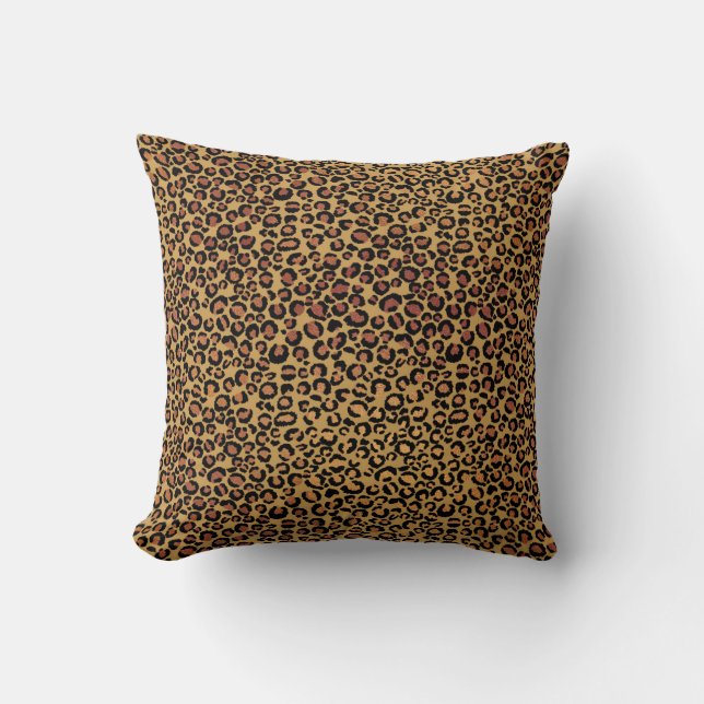 Leopard Animal Black Honey Gold Bronze African Throw Pillow (Front)