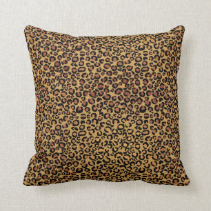 Leopard Animal Black Honey Gold Bronze African Throw Pillow