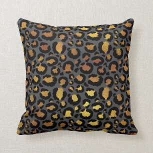 Leopard Animal Black Honey Gold Graphite African Throw Pillow