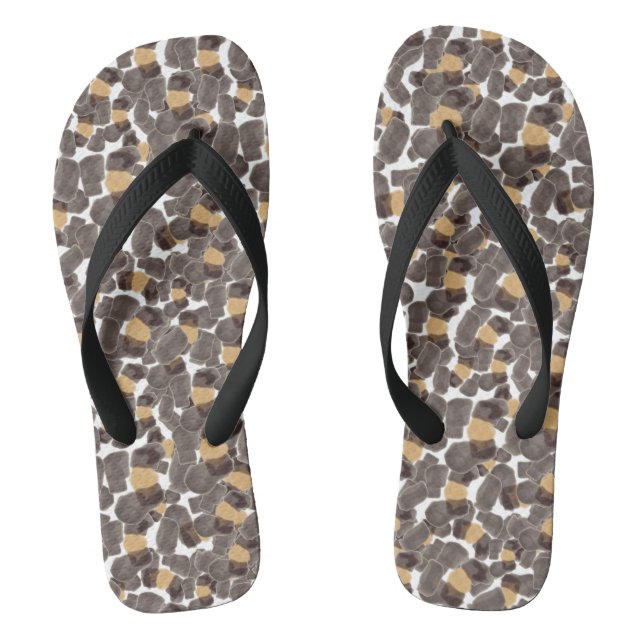 Leopard Animal Brown Adult Flip Flops Wide Straps (Footbed)