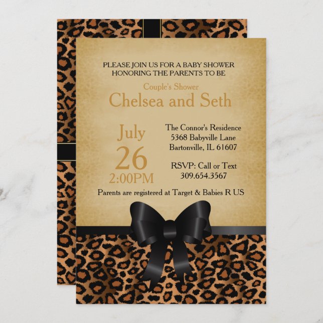 Leopard Animal Cat Print Pattern | Baby Shower Invitation (Front/Back)