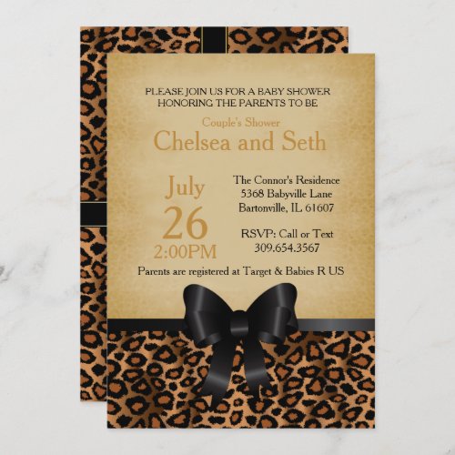 Leopard Animal Cat Print Pattern  Baby Shower Invitation