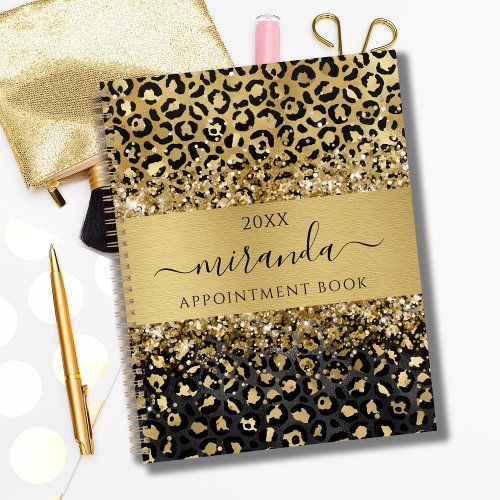 Leopard Animal Cheetah Black Gold Beauty Salon  Planner