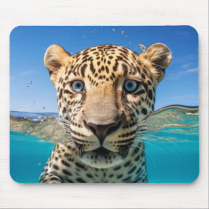 Leopard Animal Fun Nature Playing Water Mouse Pad