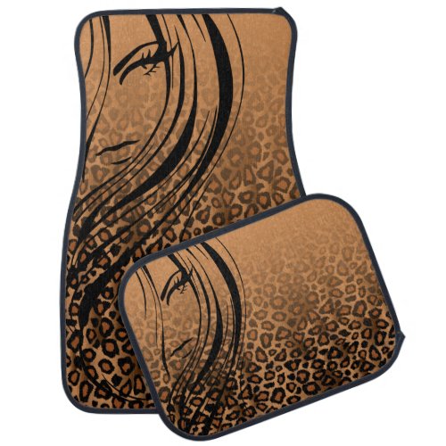 Leopard Animal Girl Print  Brown Car Mat