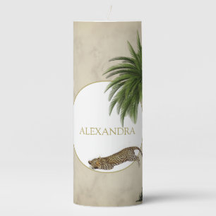 Leopard Animal Marble Pattern Palm Party Pillar Candle