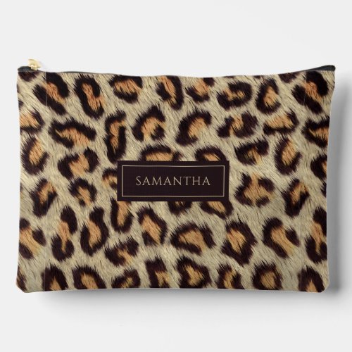 Leopard Animal Pattern Custom Name  Accessory Pouch