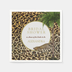 Leopard Animal Pattern Elegant Palm Bridal Shower Napkins