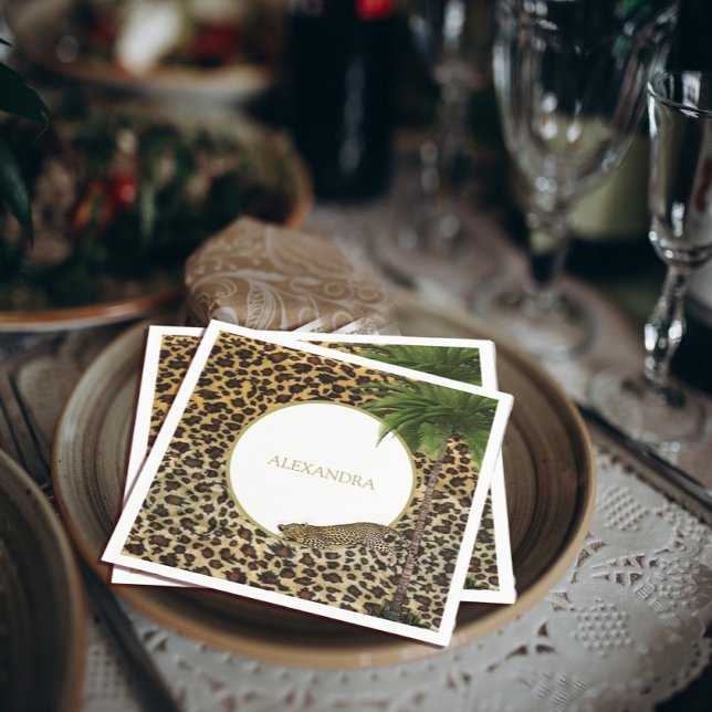 Leopard Animal Pattern Elegant Palm Party Napkins (Creator Uploaded)